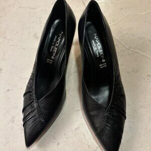 NAPOLEONI Made In Italy Black Leather Heels Shoes Size 40